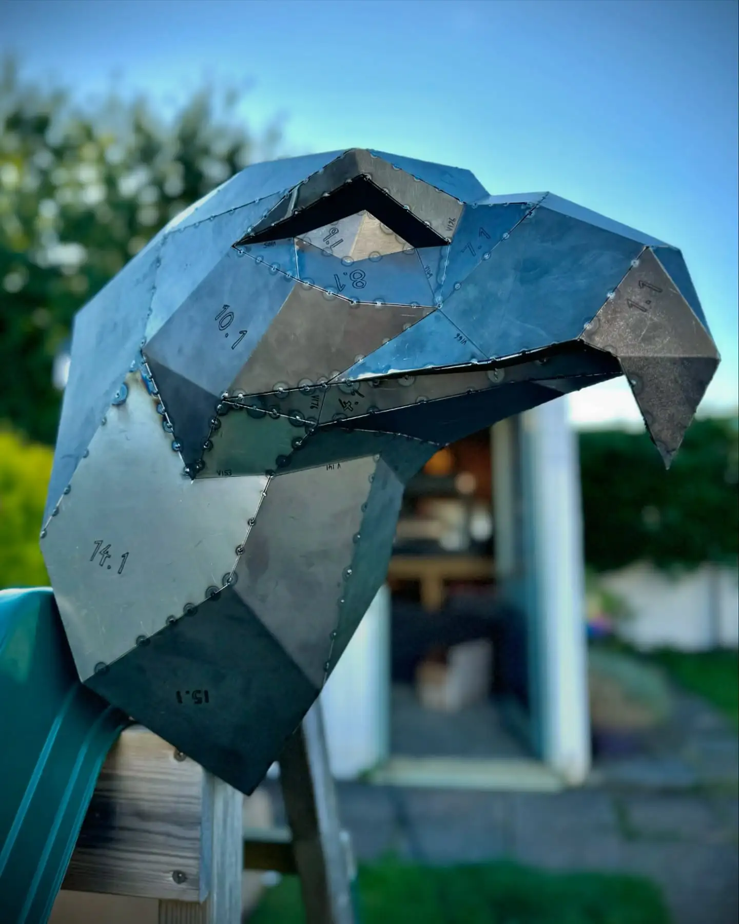 Customer-built low-poly steel Eagle Head sculpture by ISLAND_METAL, UK