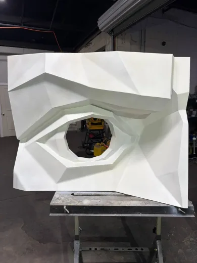 Customer-built low-poly David's Eye wall panel finished in white
