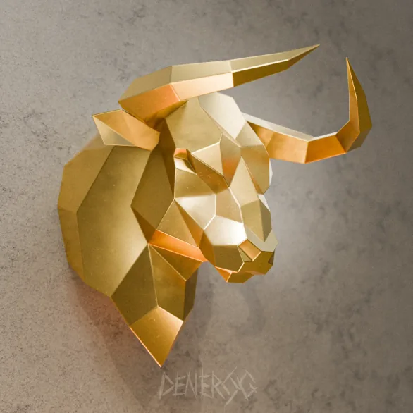 Bull Head low poly metal sculpture plan