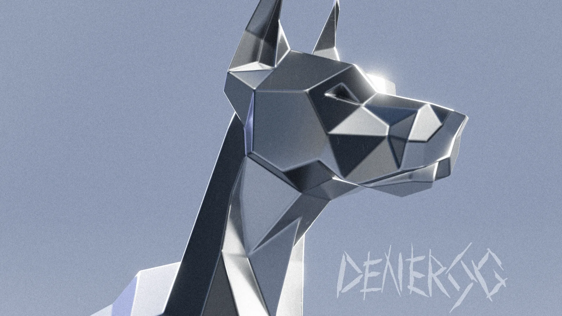 Low-poly steel doberman sculpture