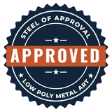 Steel of Approval — Low Poly Metal Art badge