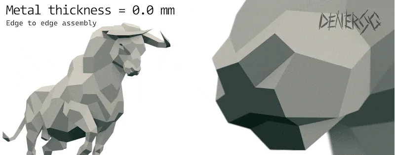 Bull sculpture panels fitting edge-to-edge, accounting for material thickness