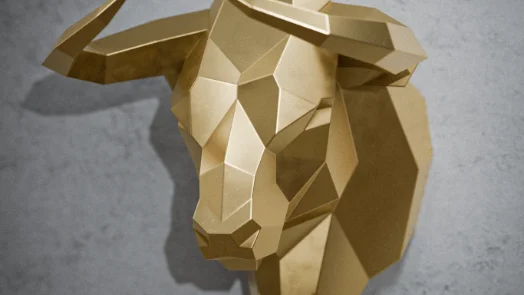 Finished welded low-poly steel Bull Head sculpture
