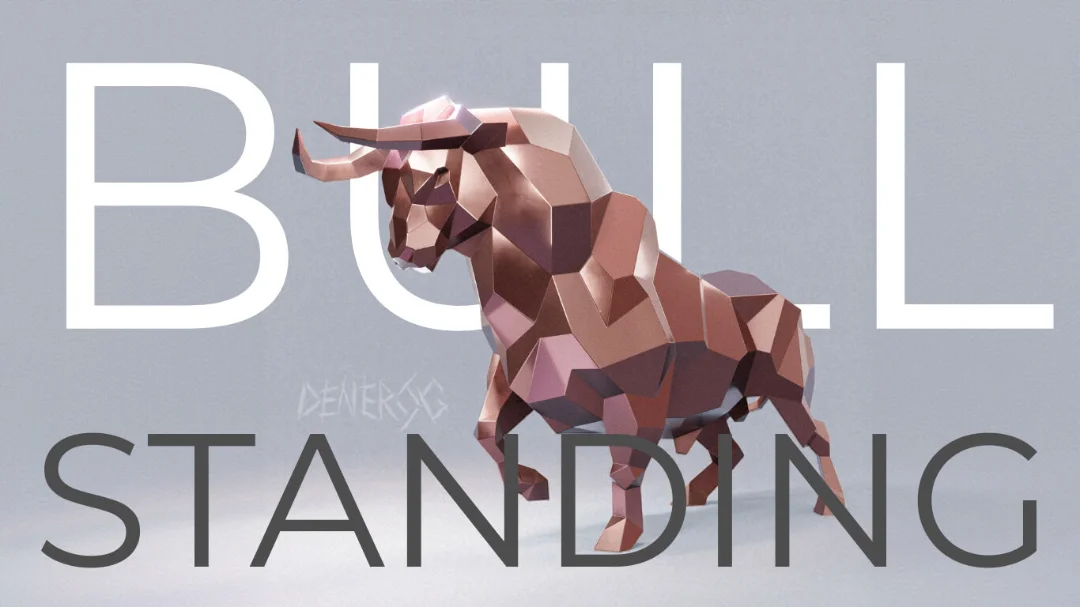Low-poly steel Bull Standing sculpture