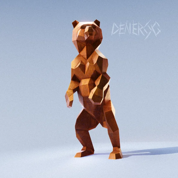 Low-poly steel Bear Cub Standing sculpture