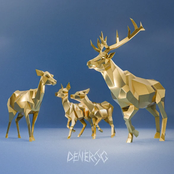 Low-poly steel Deer Family Bundle sculpture