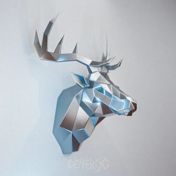 Low-poly steel Deer Head sculpture