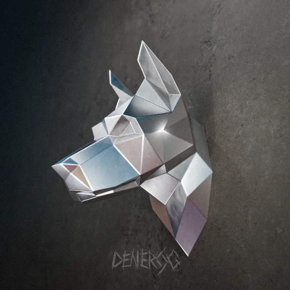 Low-poly steel Doberman Head 1 sculpture