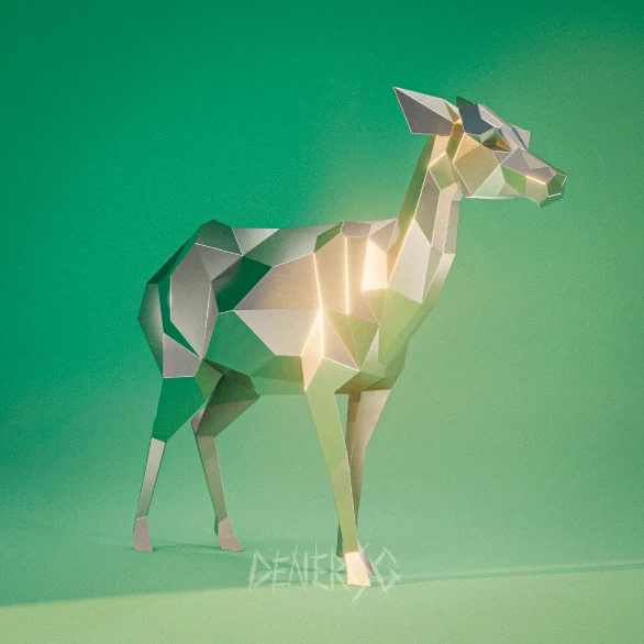 Low-poly steel Doe Standing sculpture