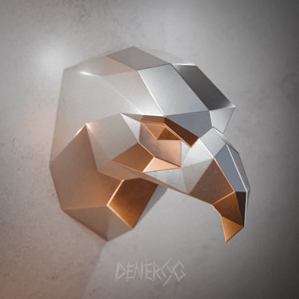 Low-poly steel Eagle Head sculpture