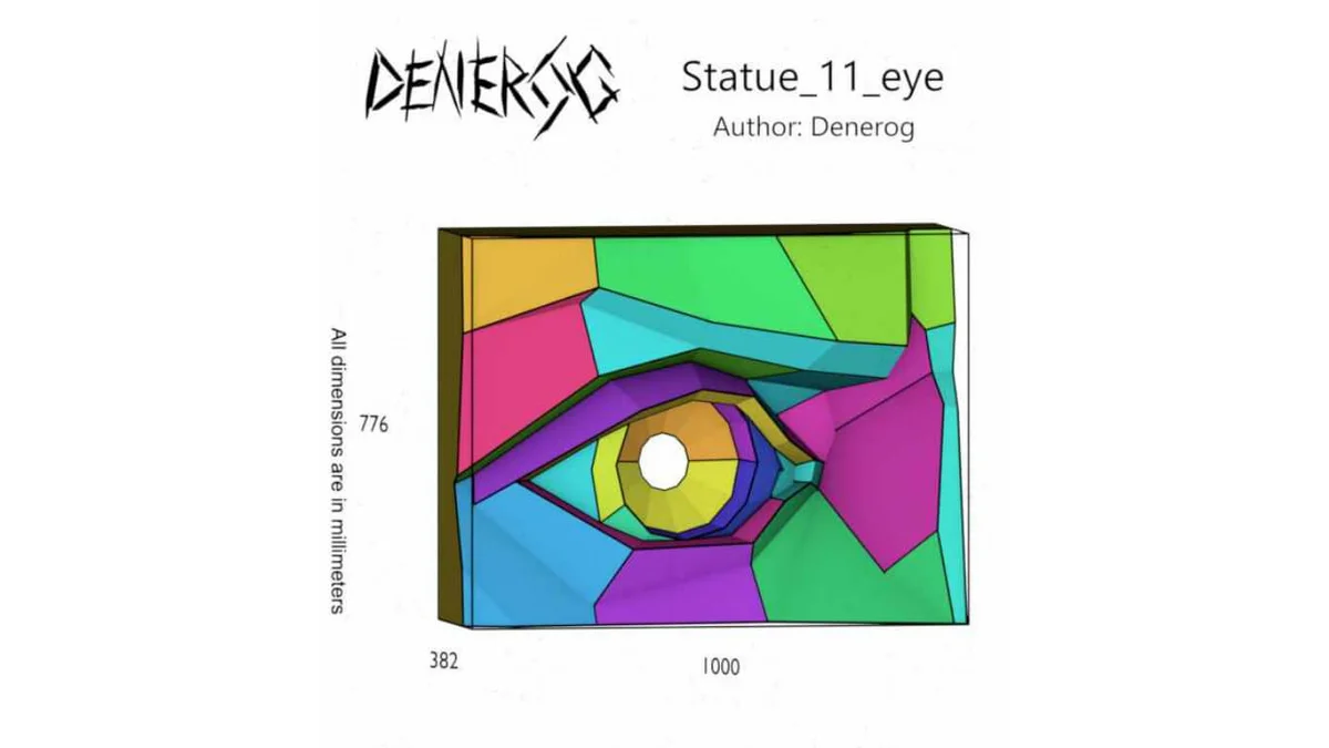 David's Eye DXF plan showing the numbered part layout and dimensions in millimetres