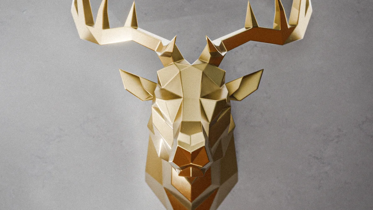 Low-poly steel Deer Head sculpture