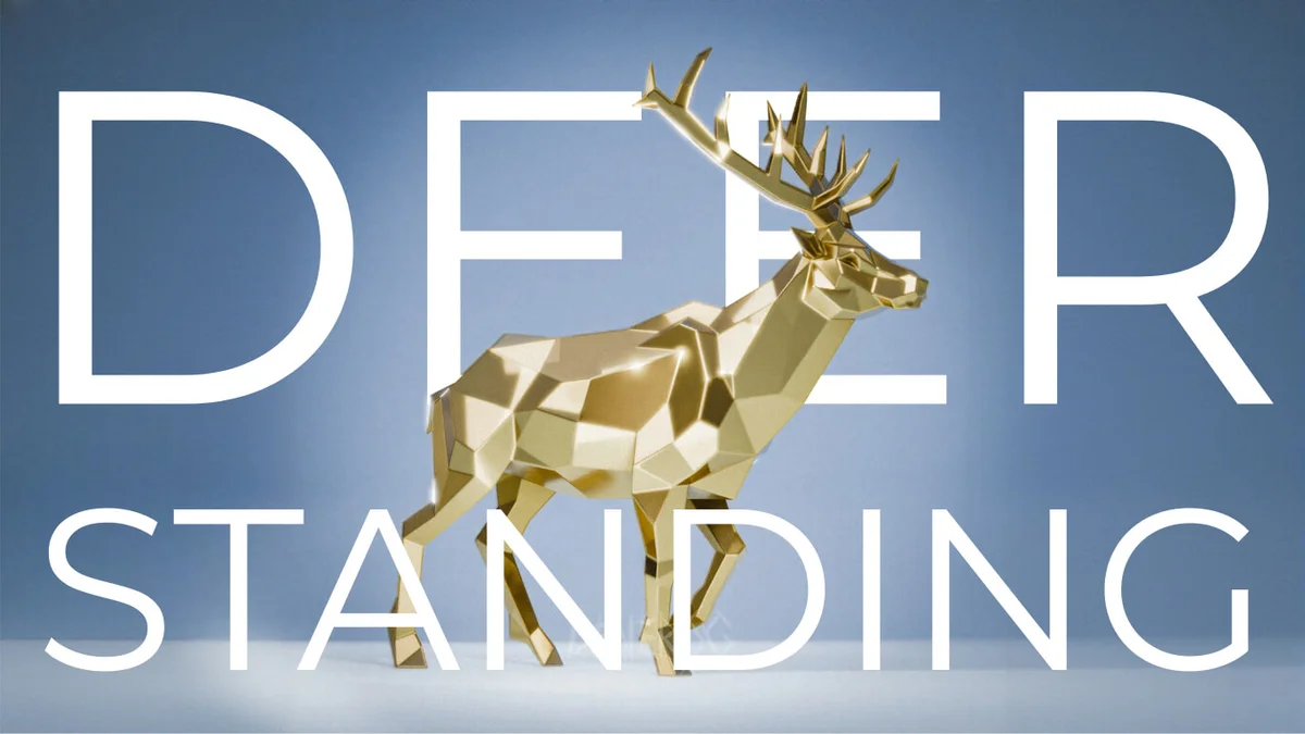 Low-poly steel Deer Standing sculpture