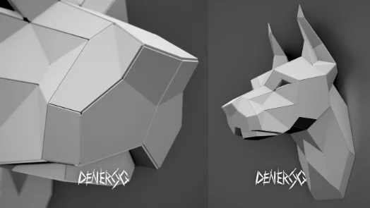 Finished welded low-poly steel Doberman Head 2 sculpture