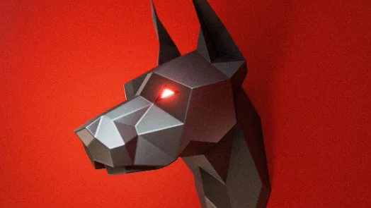 Finished welded low-poly steel Doberman Head 2 sculpture