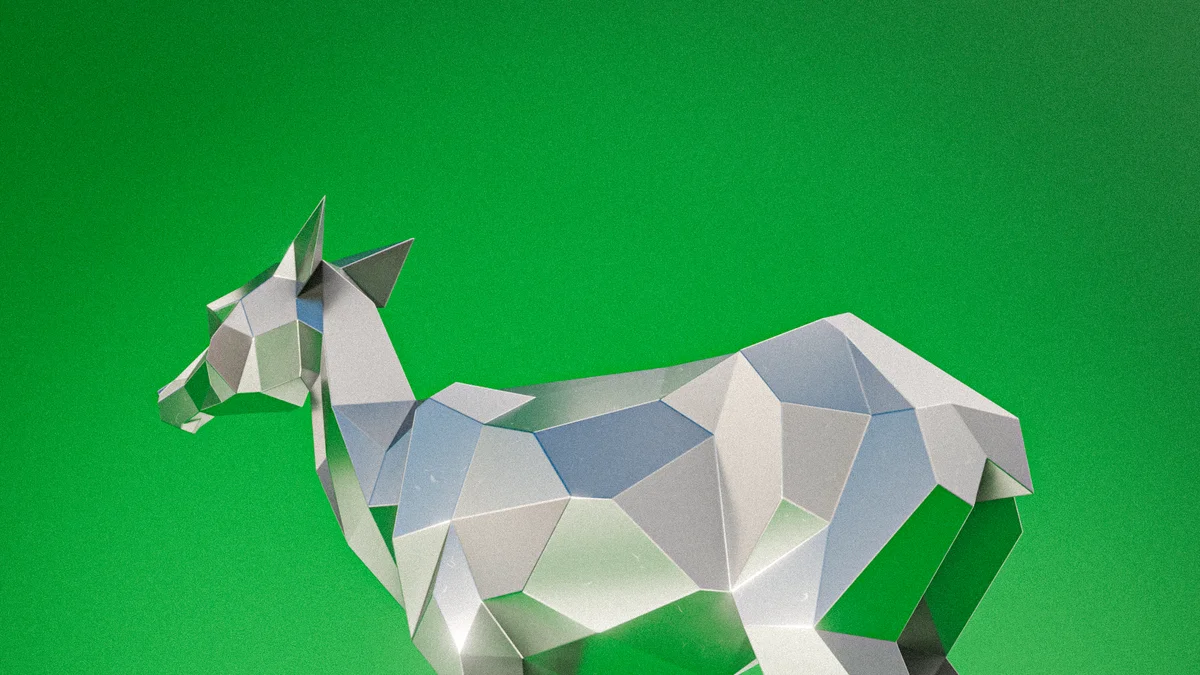 Finished welded low-poly steel Doe Standing sculpture