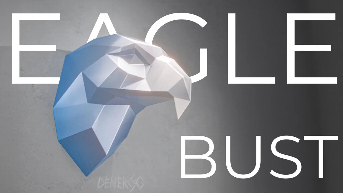 Low-poly steel Eagle Head sculpture
