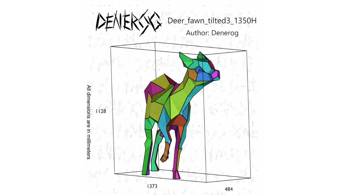 Fawn Standing DXF plan showing the numbered part layout and dimensions in millimetres