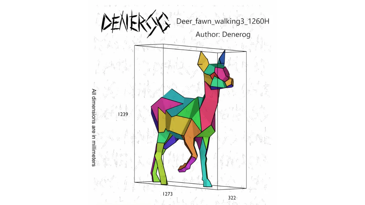 Fawn Walking DXF plan showing the numbered part layout and dimensions in millimetres