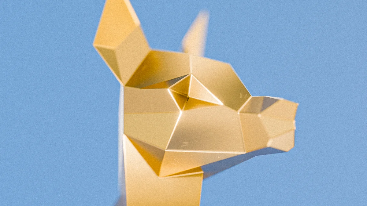 Finished welded low-poly steel Fawn Walking sculpture