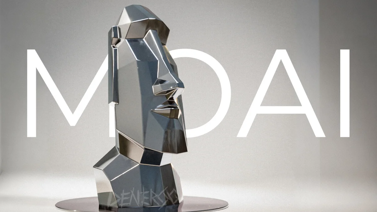 Low-poly steel Moai sculpture