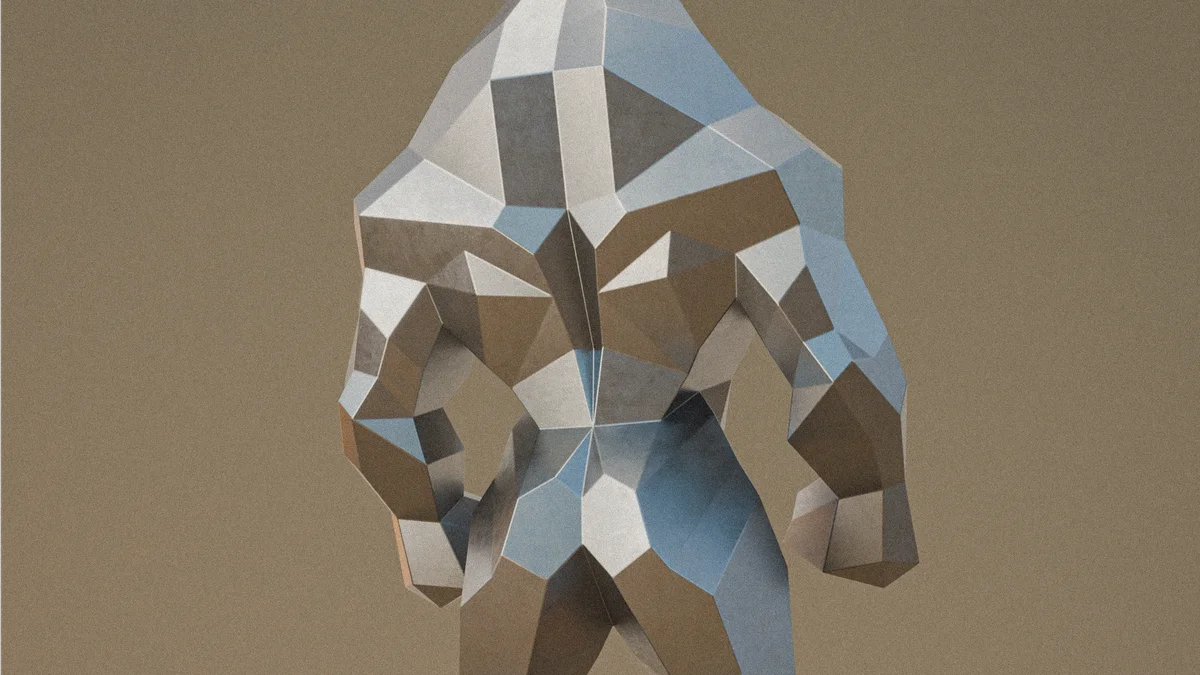 Finished welded low-poly steel Standing Rhino sculpture