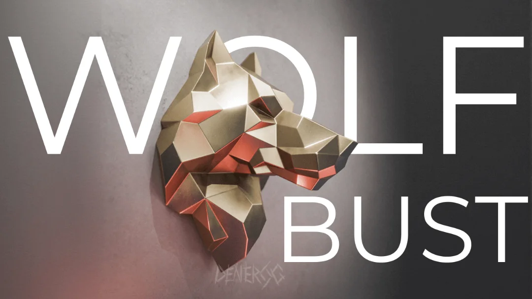 Low-poly steel Wolf Head sculpture
