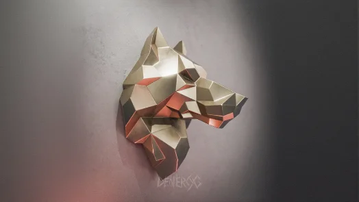 Finished welded low-poly steel Wolf Head sculpture