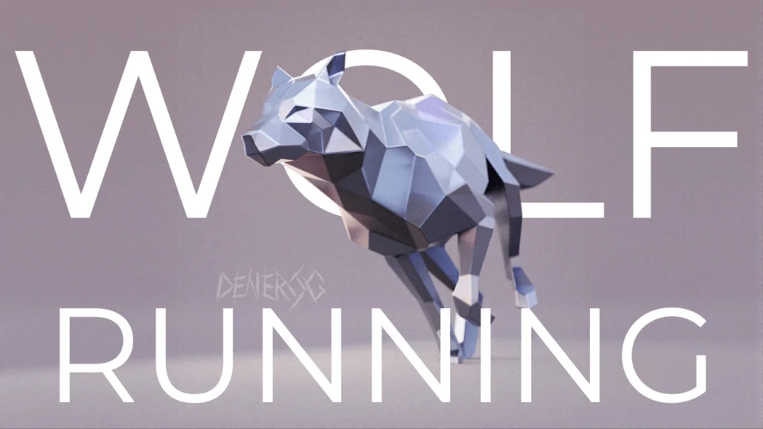 Low-poly steel Wolf Running sculpture