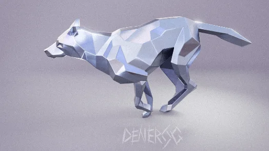 Finished welded low-poly steel Wolf Running sculpture